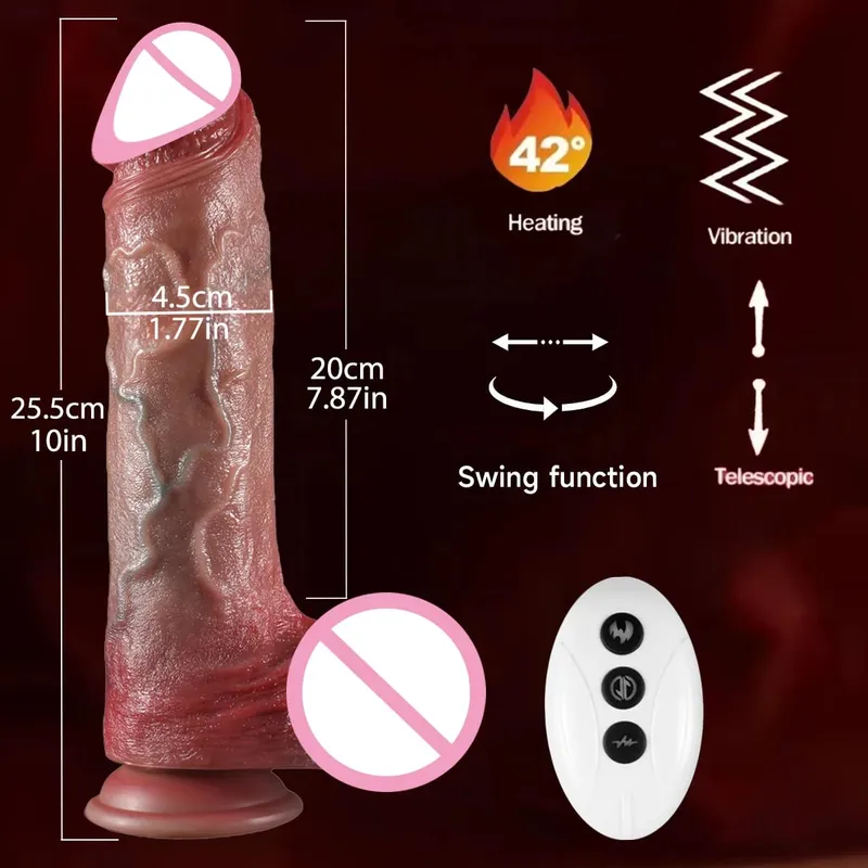 Vibrador realista telescópico vibrador feminino masturbador empurrando pau grande silicone masturbação pênis adulto brinquedos sexuais para mulher