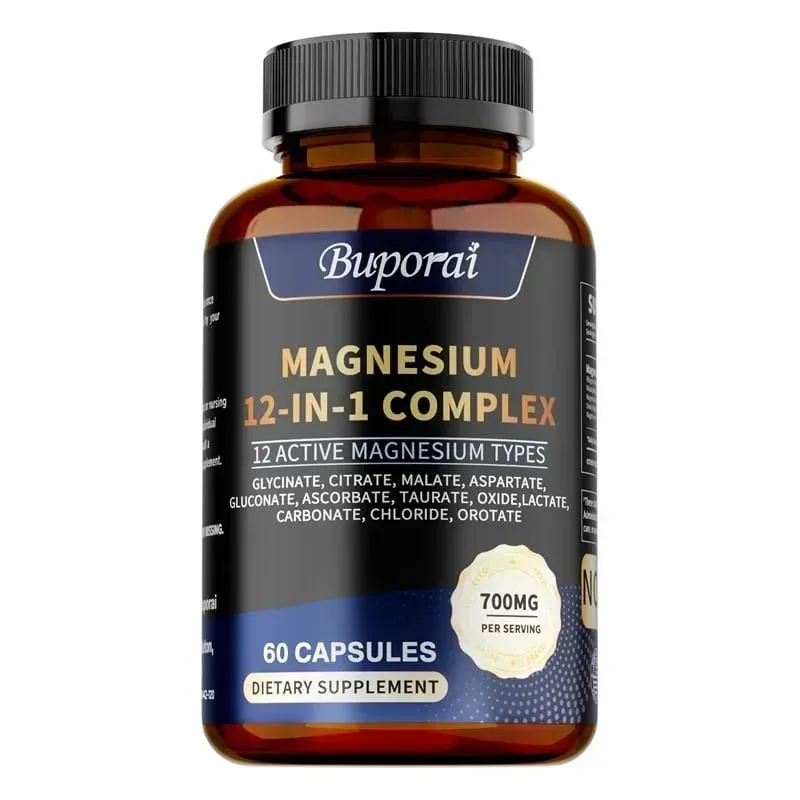 Magnesium Complex Capsules - Supports Bone Digestive and Sleep Health Relieves Leg Cramps Soothes Nerves and Boosts Energy