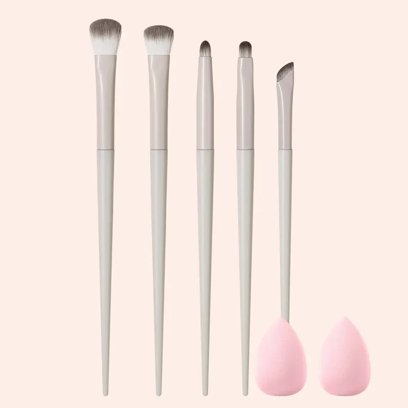 6 pçs pincéis de maquiagem conjunto 2 pçs esponja de maquiagem escova cosmética macia para blush sombra corretivo contorno rosto compõem ferramenta de beleza