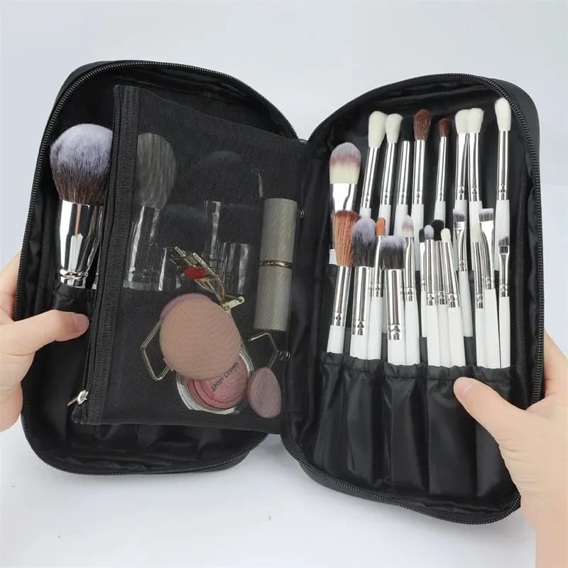 Saco de armazenamento de escova de maquiagem cosméticos ferramentas de maquiagem bolsa de grande capacidade sacos de armazenamento de pincéis de maquiagem ferramentas comestic bolsa com zíper