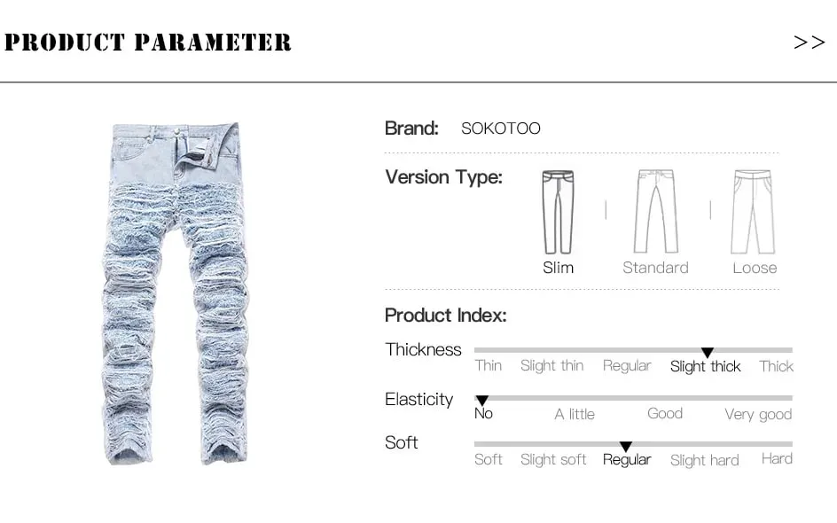 Men's Light Blue Fringe Denim Jeans Ripped Distressed Destroyed Streetwear Pants with Patches Patchwork Loose Fit Trousers