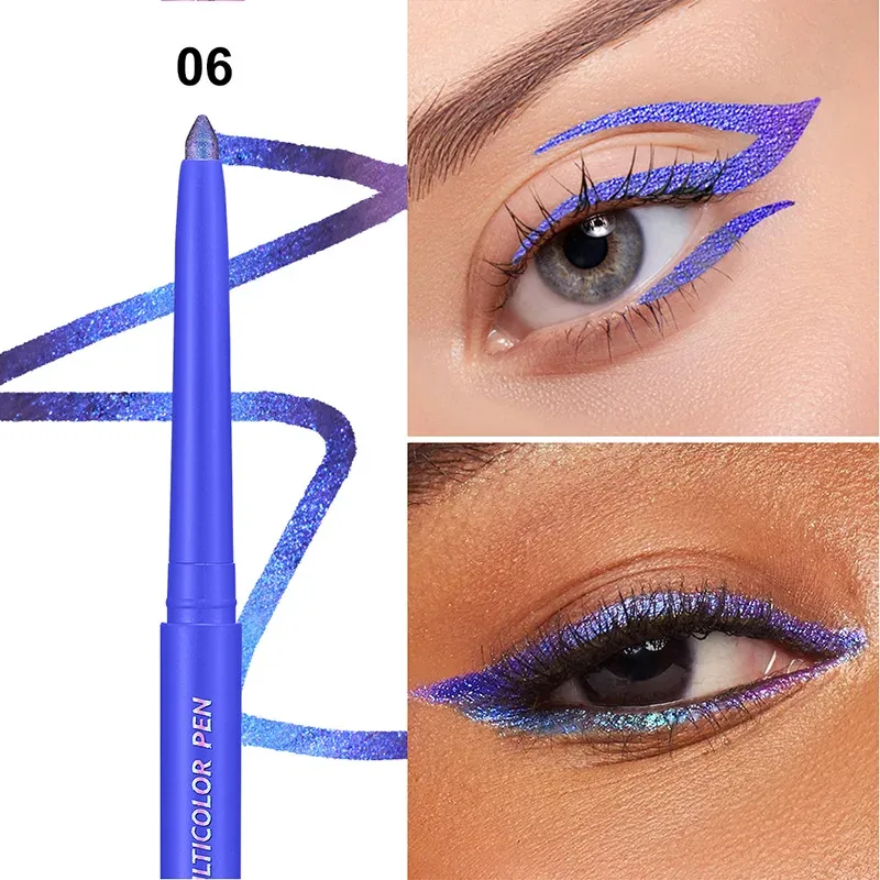 Sombra que muda de cor, delineador multicromado à prova d'água, longa duração, creme suave, forro em gel, maquiagem para os olhos, glitter, sombra