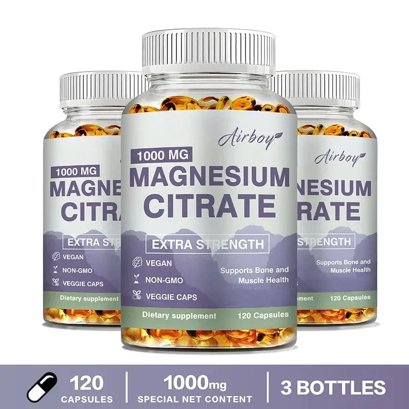 Magnesium Citrate - Supplement for Stress Relaxation Bone Sleep Heart Health Nerve Muscle & Metabolism
