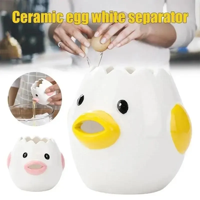 Engraçado pequeno pintinho separador adequado ovos gema branco separador cerâmica criativo dos desenhos animados ovos ferramentas de cozinha casa cozinhar acessório