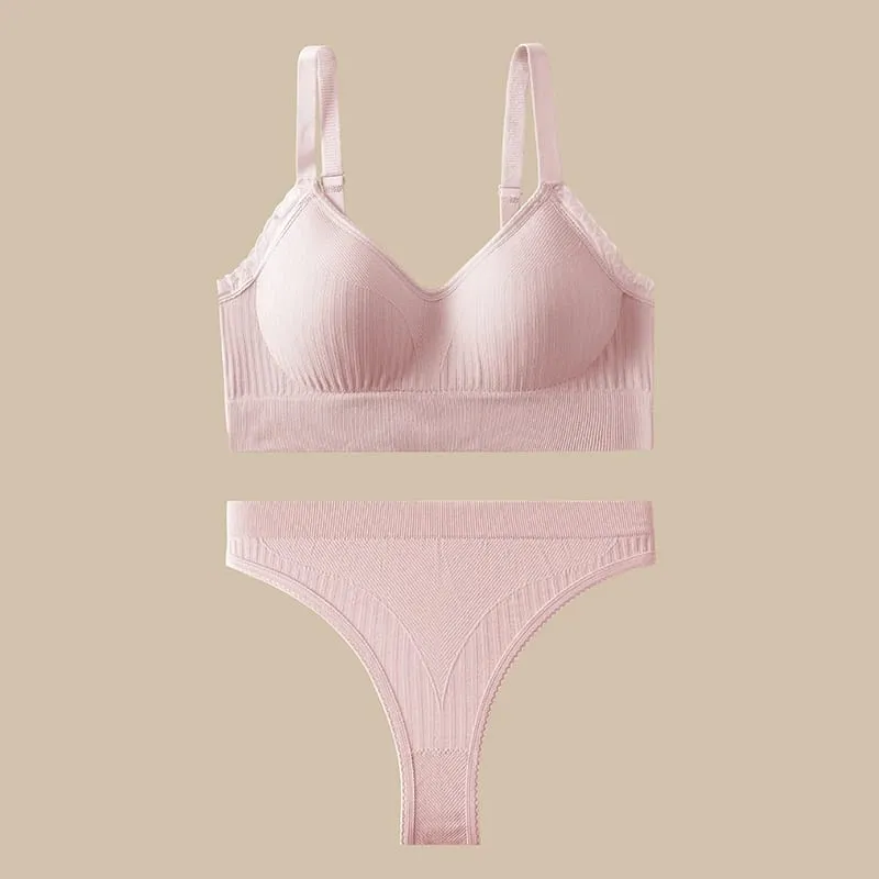 [set]Women Sexy Lingerie Set Push Up Bras Set Solid Underwire Bra Everyday Underwear Panty Set