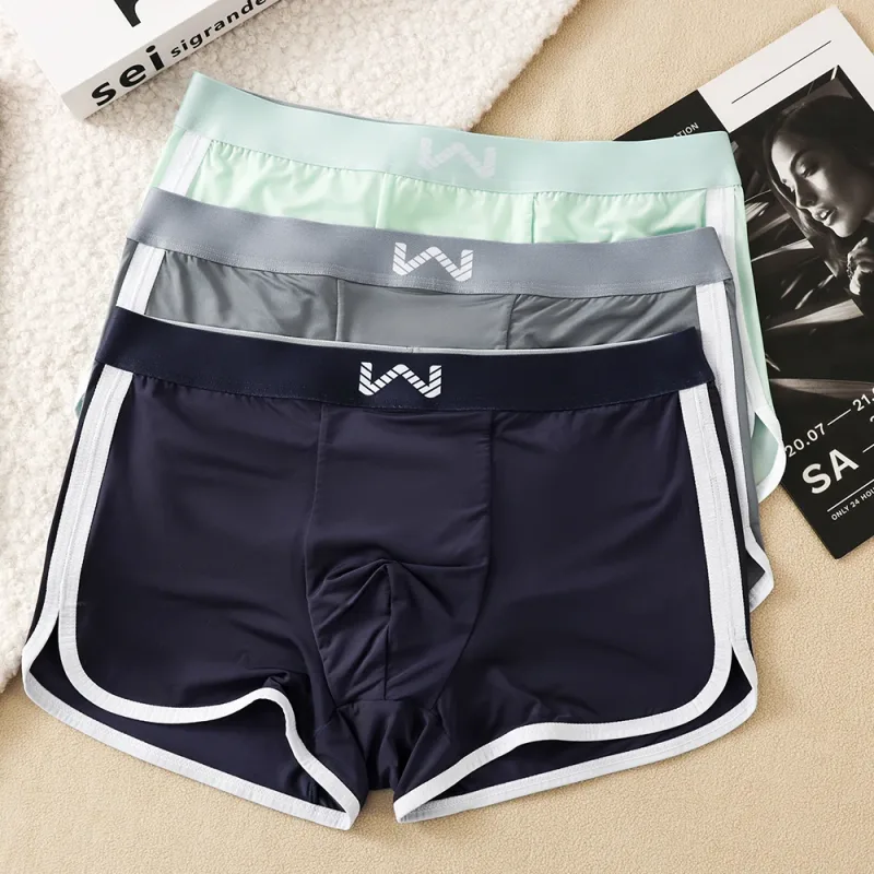 3PCS/Pack Ice Silk Breathable Antibacterial Mesh Men's Underpants Large Space Pouch Panties High Elastic Waistband Boxer Homme