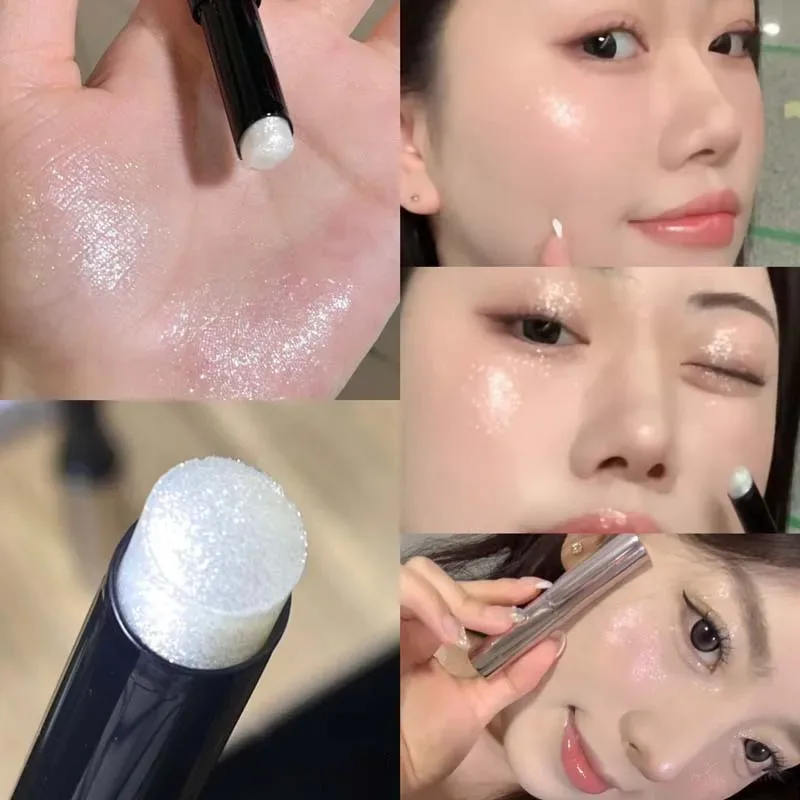 Diamante perolado glitter sombra de olho iluminador vara naturalmente ilumina maquiagem dos olhos brilho brilhante sombra deitado seda bicho caneta