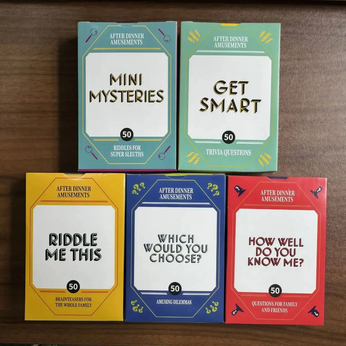 Mini jogo de cartas para festa de jantar multitemático, portátil, jogos de festa, curiosidades, enigmas e iniciantes de conversa para adultos e crianças — image 1