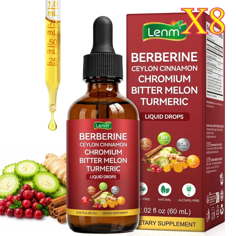 Lenm Berberine Liquid Drops com Ceilão Canela Cromo Melão Amargo Cúrcuma para Suporte ao Bem-Estar Metabólico 60ml 30 Porções — image 13