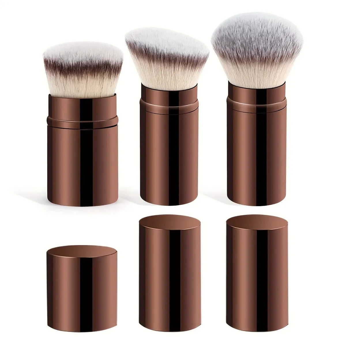 3 pçs pincéis de maquiagem profissional extensível rosto blush pó fundação escovas sintéticas macias para cosméticos líquidos
