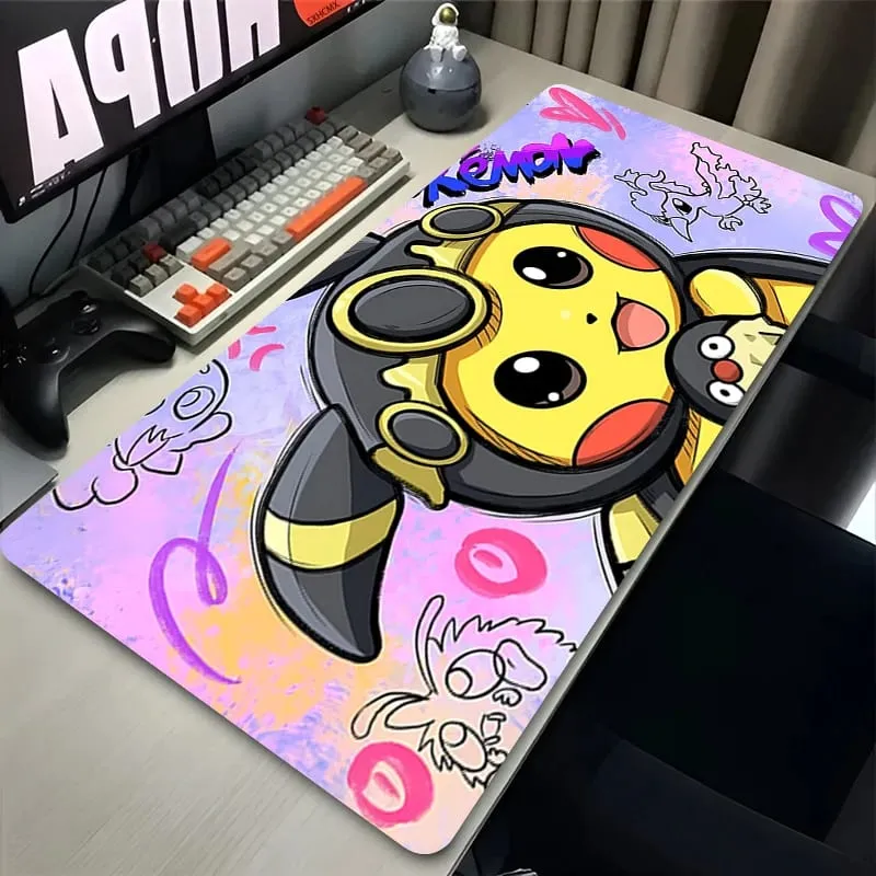 Mouse pad grande jogo de borracha tapete de mesa teclado de computador p-pokemon pikachu pc acessórios de jogos tapete kawaii mousepad
