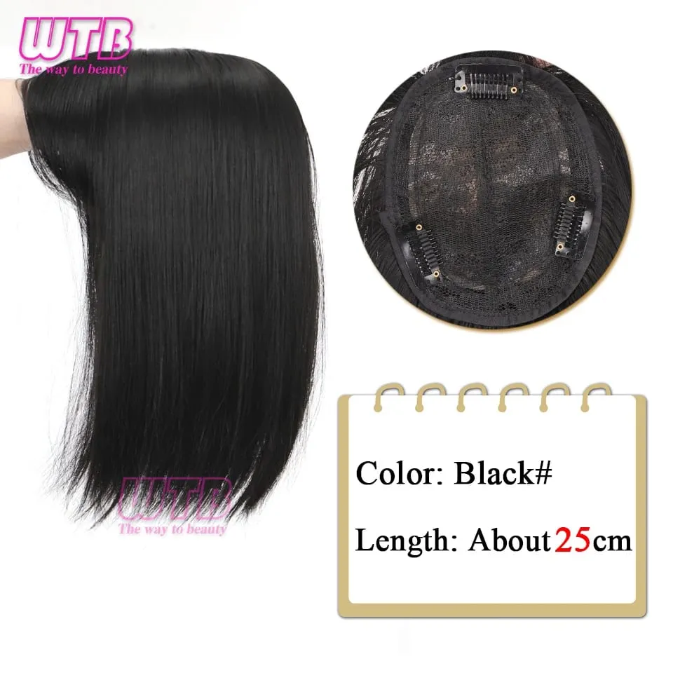 Synthetic Topper Clip In Hair Extensions with Bangs for Women Increase The Amount Of Hair On The Top Of The Head Cover The White