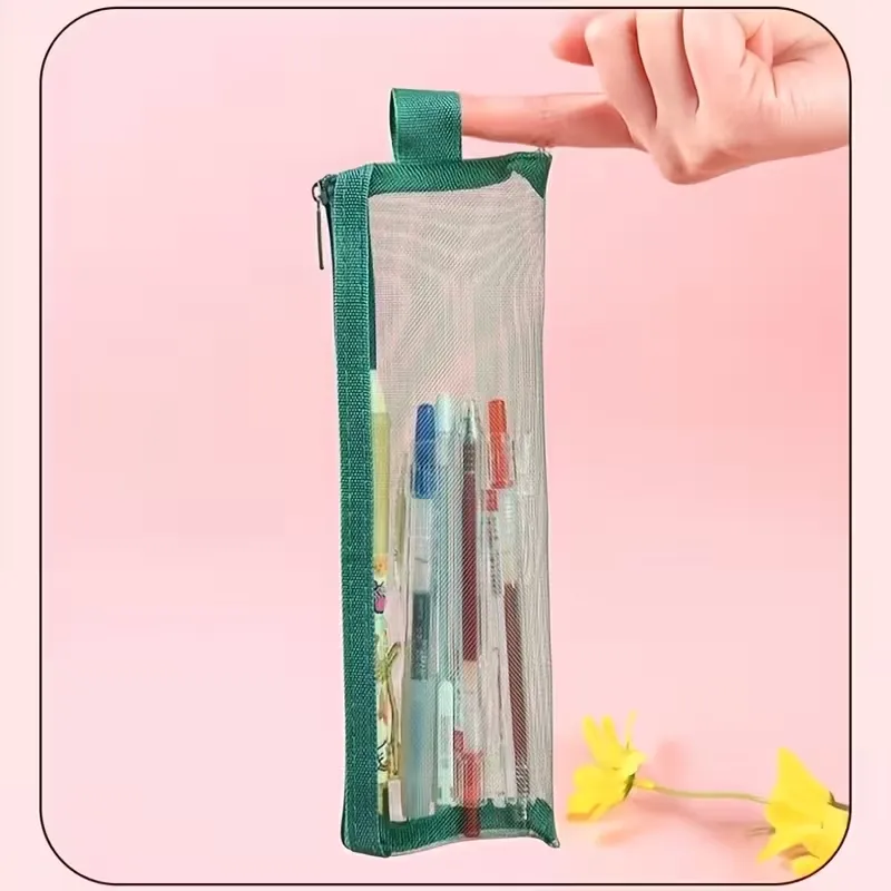 5 pçs sacos de maquiagem de malha de náilon portátil multi-funcional caso de lápis para armazenar pincéis de maquiagem batons-organizando saco cosmético
