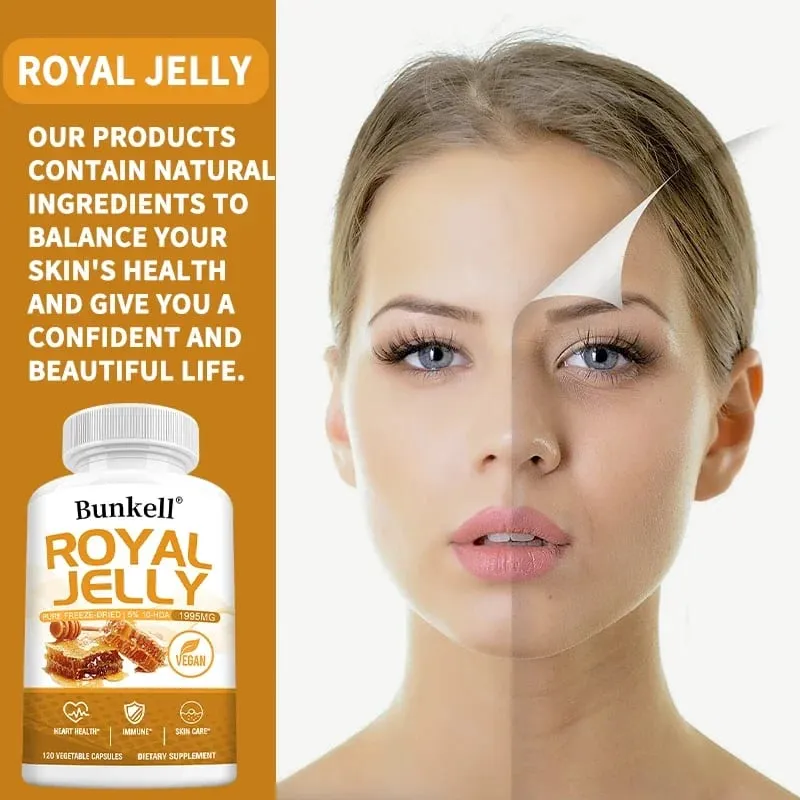 Royal Jelly 1995 Mg - Antioxidante de suporte articular apoia a saúde cardiovascular do sistema imunológico - Fórmula sem glúten não OGM