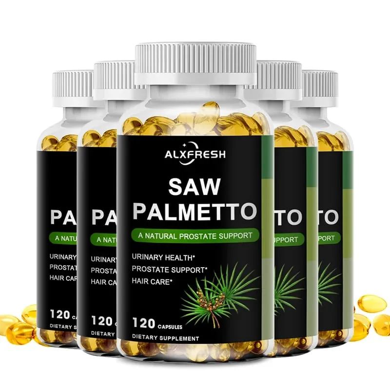 Alxfresh Saw Palmetto apoia a função antioxidante da próstata e a saúde do trato urinário para apoiar o crescimento do cabelo na saúde dos homens