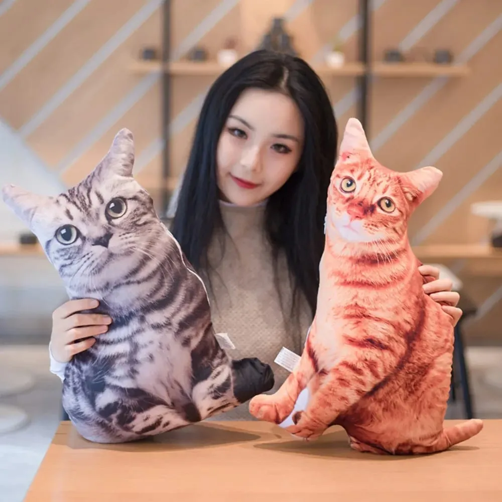 Criativo realista 3d gato simulação macia gato plushie travesseiro dos desenhos animados kawaii animais almofada para meninas