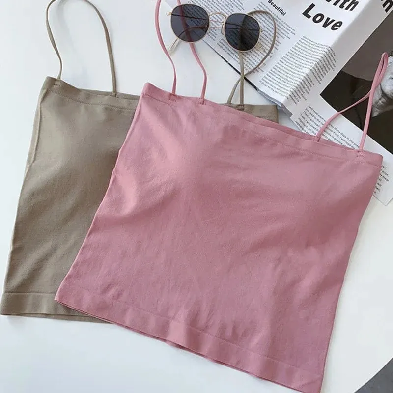 Women's Solid Color Seamless Suspender Breast Wrapped One-piece Breast Pad Strapless Beautiful Back Bottom Layer Inner Vest