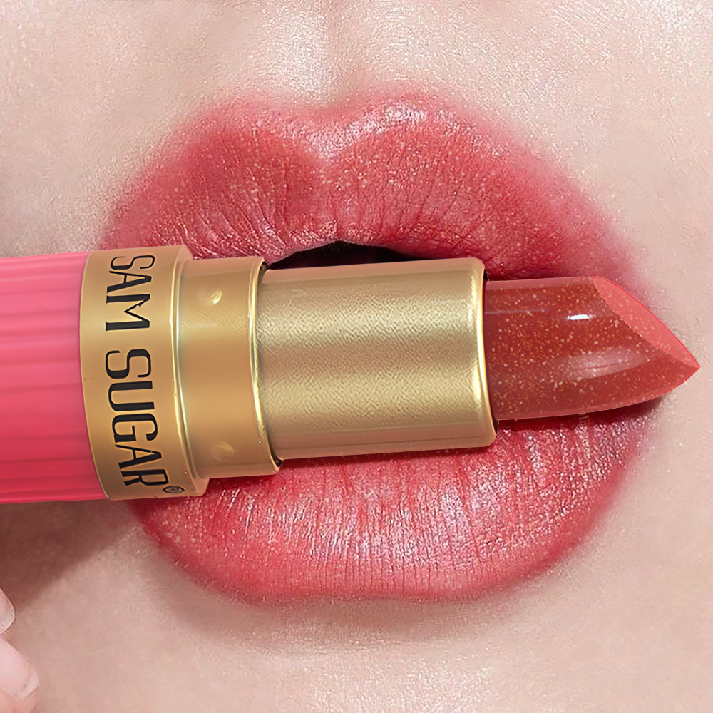 Diamond Pink Lipstick Chocolate Brown Metallic Glitter Lipstick Long-Lasting Waterproof Shimmer Pearl Sparkling Lip Gloss Makeup