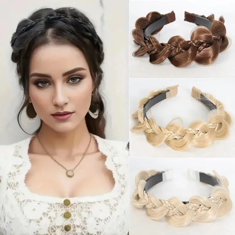 Twist Braid Headband Synthetic Fishbone Braid Wig Headband 1pc Non-Slip Twist Braid Hair Hoop Hair Accessories For Women Girls