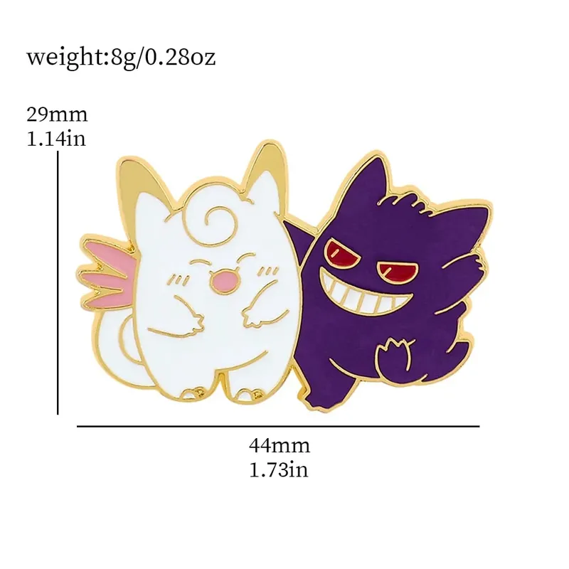 Gengar broches de desenhos animados, alfinetes de lapela esmaltados de anime para mochila, acessórios, coleção de fãs, broches, presentes