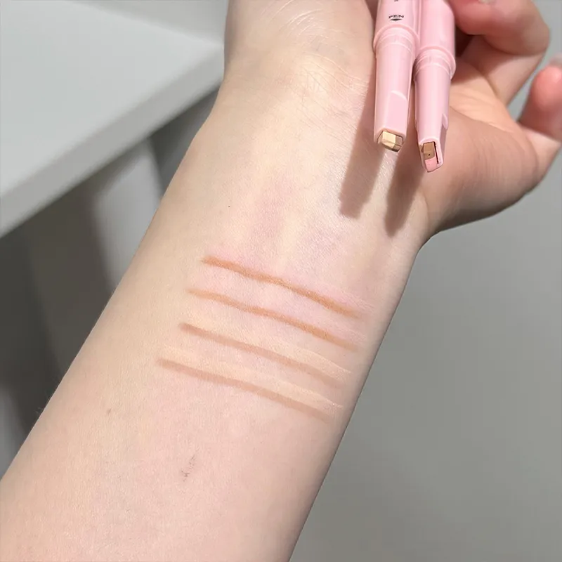 Caneta de bicho-da-seda de dois tons sob o delineador de olhos iluminar sombra lápis maquiagem nude rosa bege delineador caneta contorno