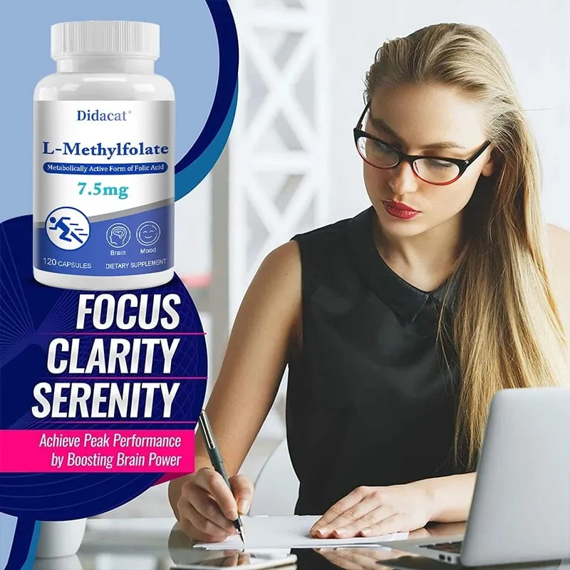 7.5 Mg L-Methylfolate - Professional Strength Active Methyl Folate Supplement for Brain Support Balanced Mood + Immune Health