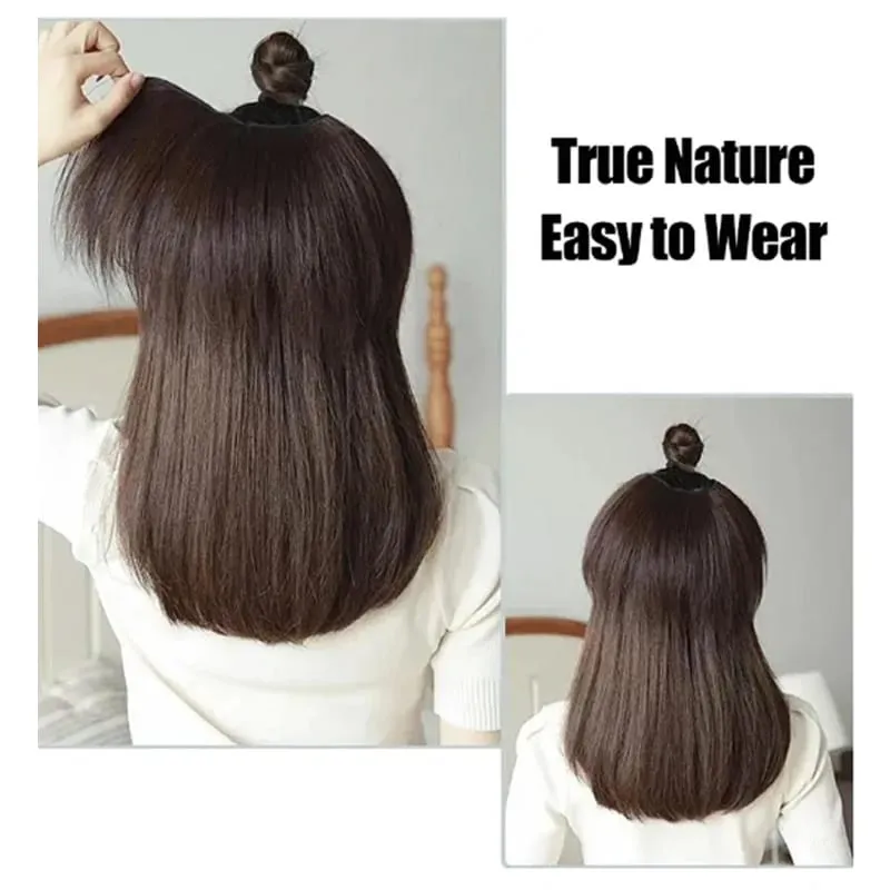 8 Polegada sintético curto reto fivela interna em forma de v meia cabeça 4 clipes extensão do cabelo invisível peruca para mulher