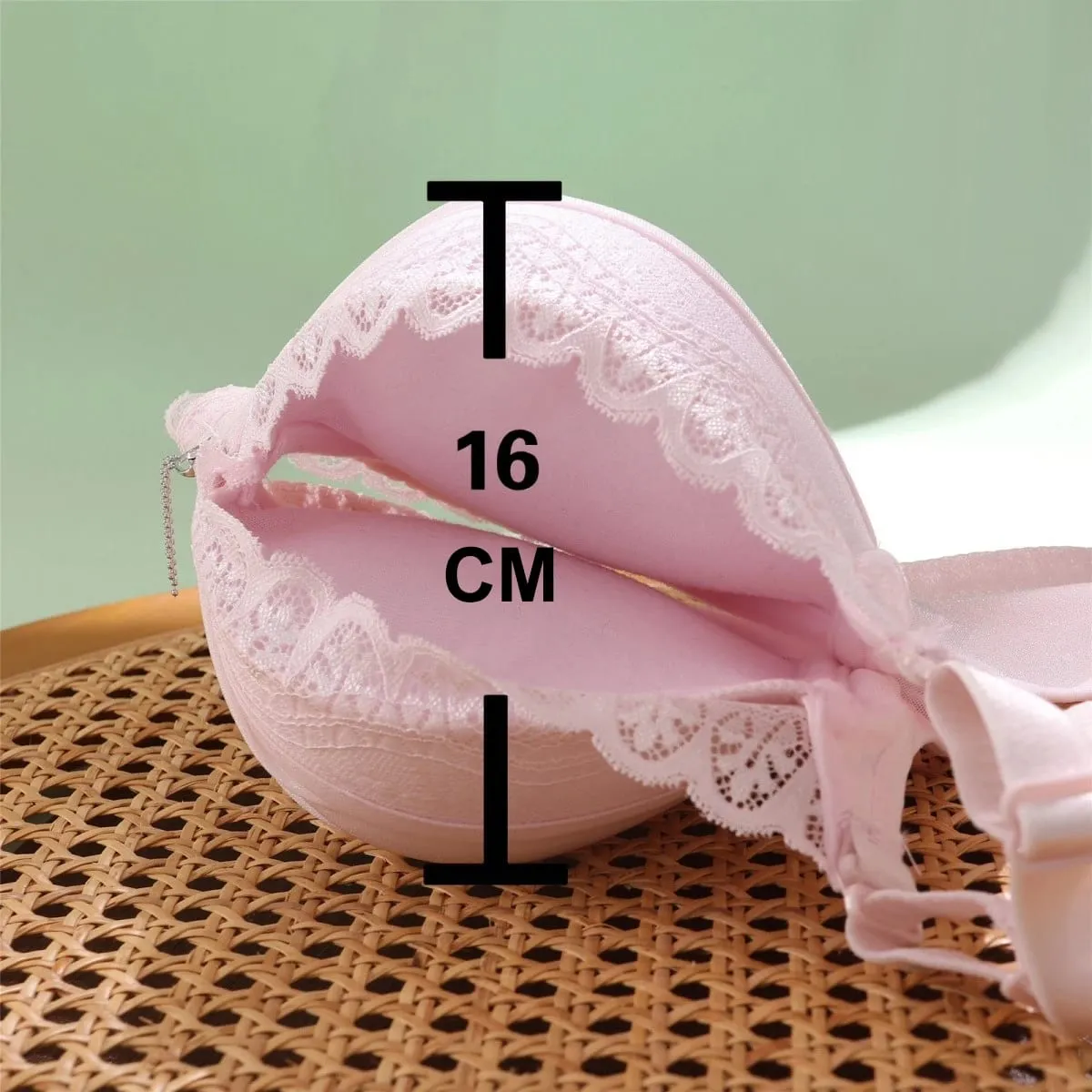 Sutiã push up ultra grosso de 8 cm, renda reunida sem fio, cobertura completa, lingerie, suporte lateral para copo A/B feminino