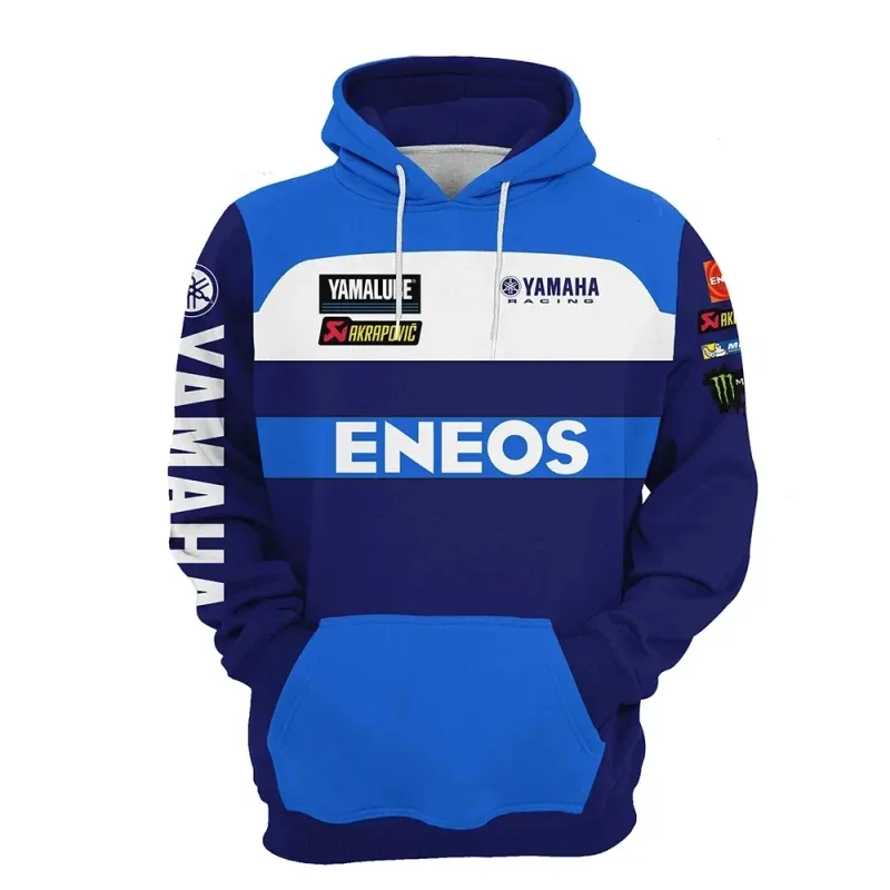 Camisa pulôver masculina com capuz para motocicleta com impressão 3D da Yamaha, adequada para uso na rua e passeios de motocicleta