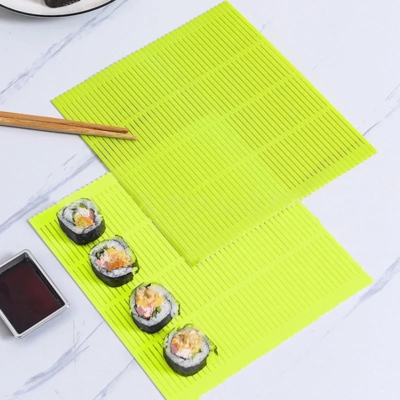 Tapete de rolo de sushi de silicone, faça você mesmo, lavável e reutilizável, molde para rolo de sushi, faça você mesmo, rolo de comida, arroz, rolo de bolo