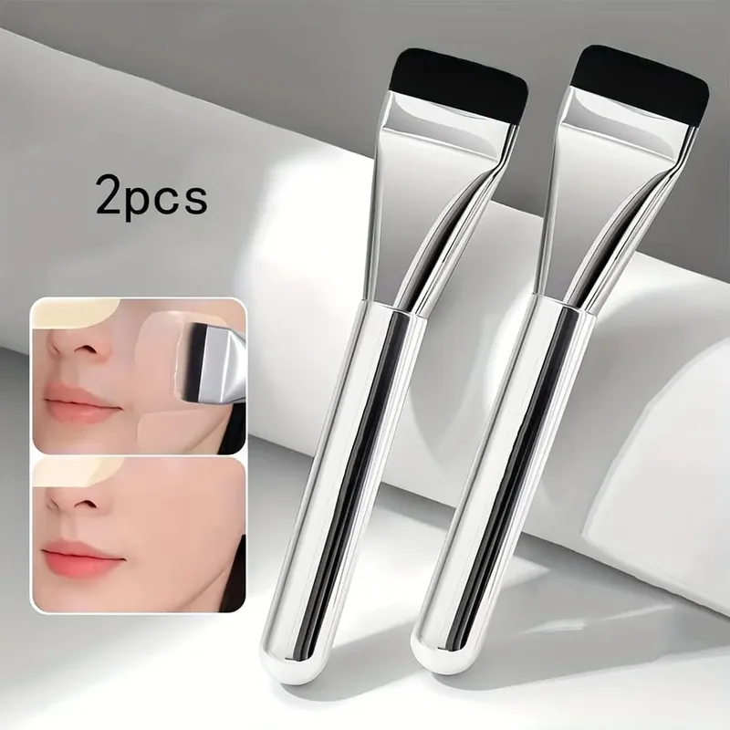 1/2 unidades de base multiuso ultrafina, hipoalergênica, escova de base oval com cerdas de nylon - perfeita para contorno facial