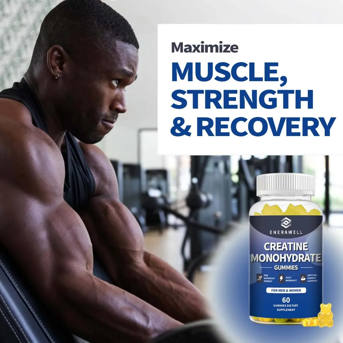 Suplemento dietético de gomas de monohidrato de creatina apoia a recuperação do treino Manutenção da massa muscular magra apoia o desempenho atlético
