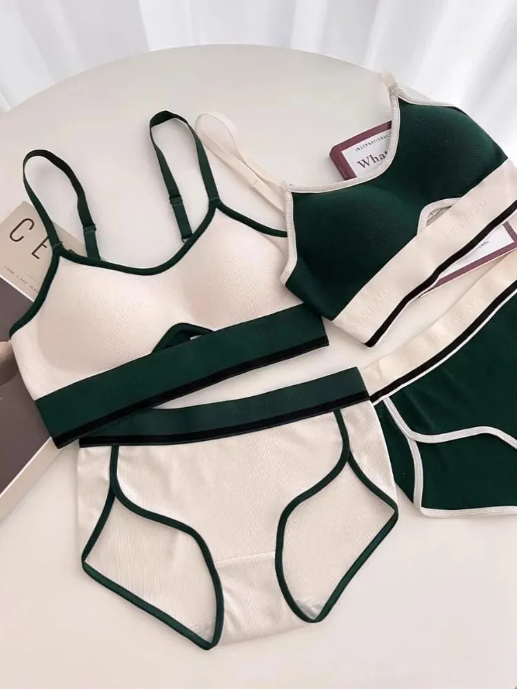 Seamless Sports Bralette Teens Wireless Anti-Sagging Thin Cup Small Chest Support Racerback Lightweight Bra Set lingerie — image 1