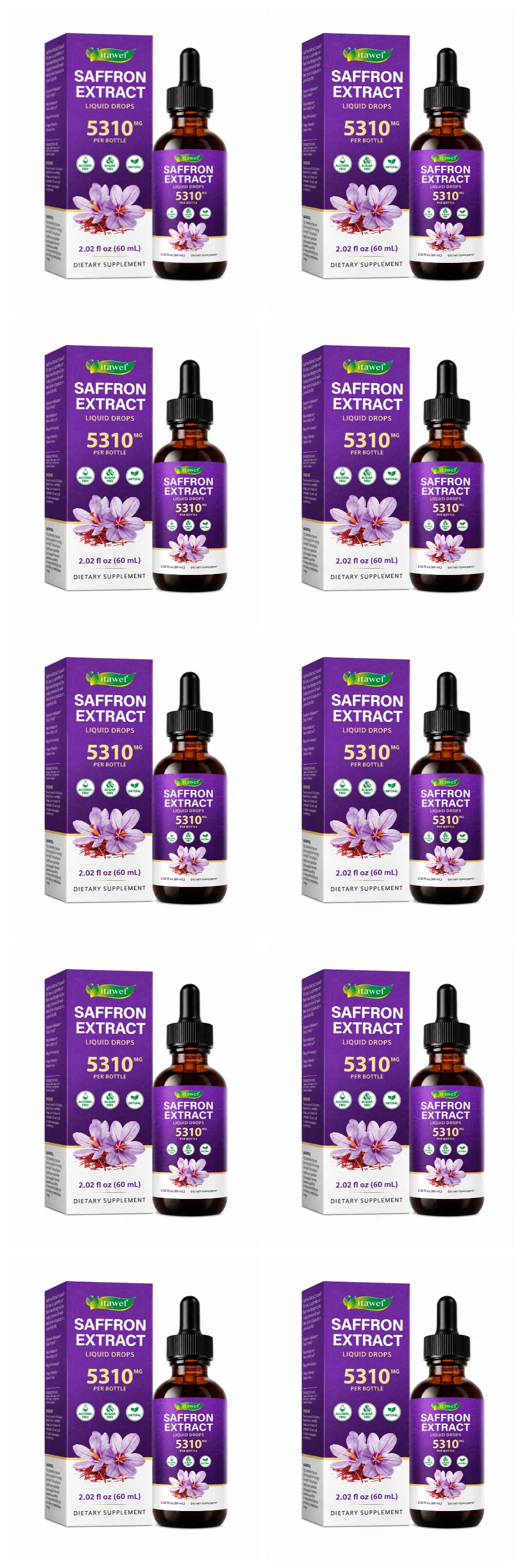 Gotas líquidas de extrato de açafrão 117mg por porção para antioxidante, humor equilibrado, sono saudável e suporte de conforto pré-menstrual 60ML