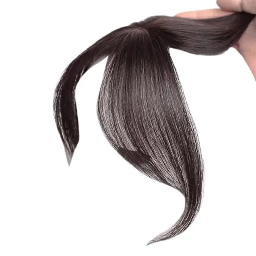 Peruca de síntese parte média franja extensões de cabelo clipe na testa natural sem costura francês oblíquo franja de oito caracteres
