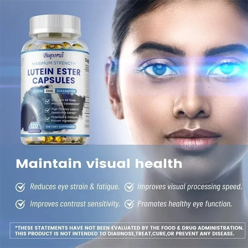 Cápsulas de éster de luteína - com vitaminas de zinco C e zeaxantina para olhos secos, fadiga, melhoram a função visual para olhos saudáveis