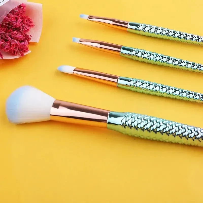 Conjunto de pincéis de maquiagem profissional sereia, 4 unidades, sombra, delineador, alta qualidade, ferramentas de pincel de maquiagem, sobrancelha, kit de ferramentas de beleza