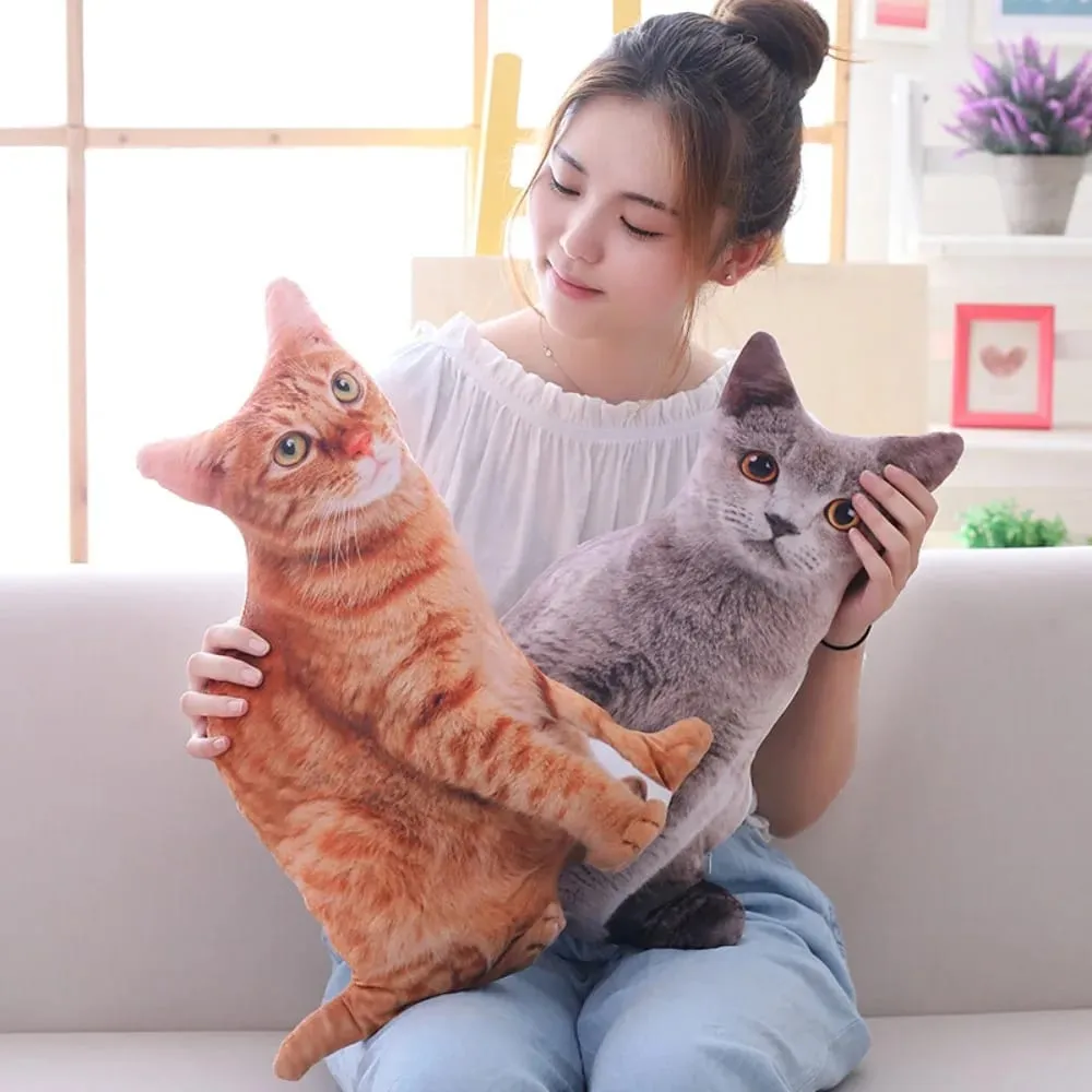 Criativo realista 3d gato simulação macia gato plushie travesseiro dos desenhos animados kawaii animais almofada para meninas