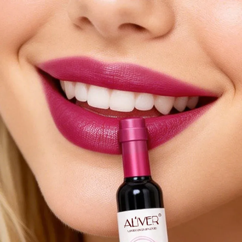 1pcs Red Wine Bottle Shape Matte Lip Gloss Sexy Lasting Non-stick Cup Velvet Matte Nude Liquid Lipstick Women Makeup Lip Gloss
