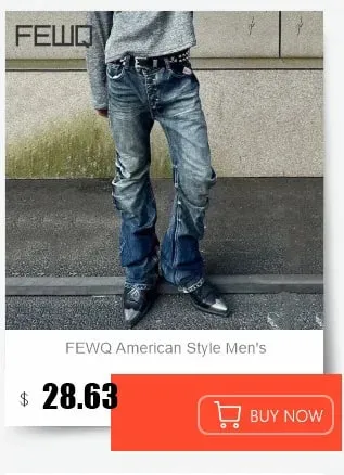 Calça jeans masculina estilo americano, botão de lavagem, design plissado, jeans solto, cor contrastante, casual, fundo masculino, vintage 4k5156 — image 7
