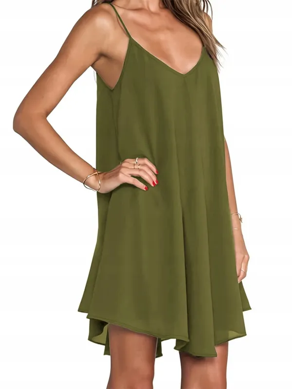 Vestido maxi cor pura com decote em V assimétrico bainha plus size malha alça espaguete conforto macio sem esforço chique casual para todas as estações vestido longo leve sólido fluido sem mangas para mulheres curvilíneas