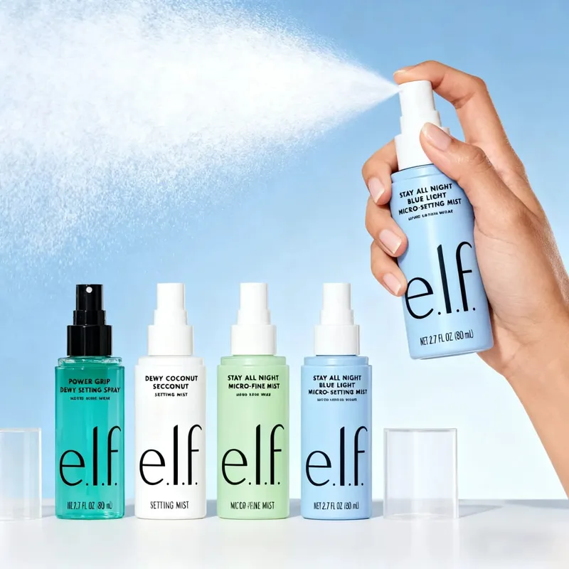Elf Pra Solek Hijau dan Merah Jambu Warna Kulit Sekata Asas Pelembap dan Pengasingan Tahan Lama Semburan Kemasan Cecair Foundation Essence
