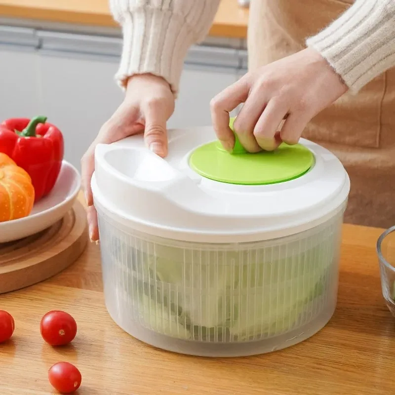 Desidratador de vegetais manual doméstico multifuncional - girador de salada com cesta de drenagem de alface e frutas | Utensílios de cozinha para casa