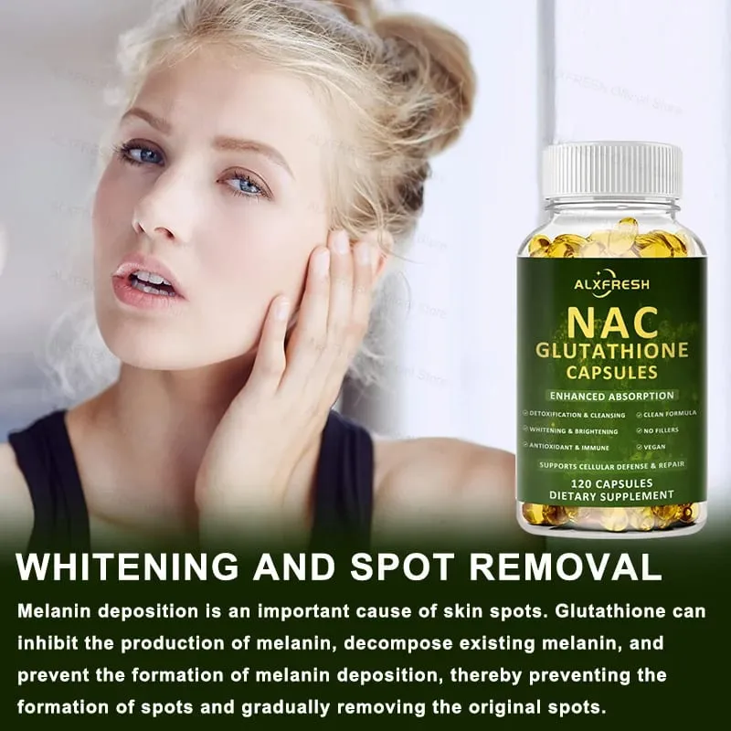 Complexo NAC + Glutationa Premium Detox e Reforço Antioxidante com Vitamina C | Suplemento de saúde do sistema imunológico para suporte ao fígado