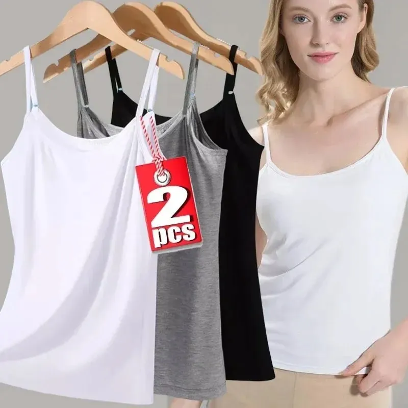 Feminino cor sólida cintas de espaguete sem mangas camisola fina com almofada no peito algodão verão wear fora feminino curto topos coletes