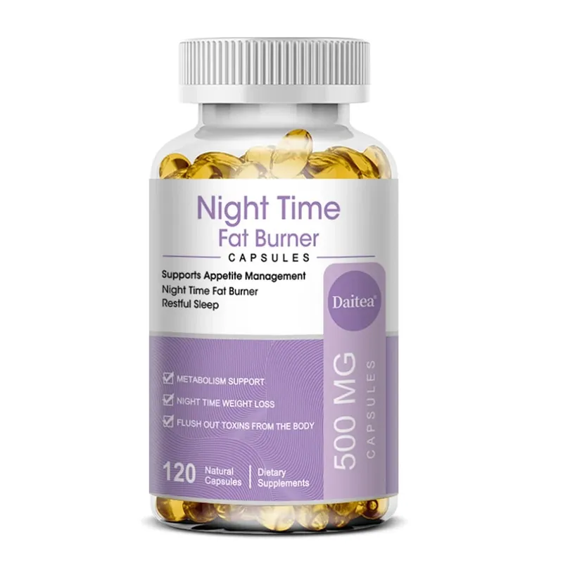 Queimador de gordura noturno aumenta o metabolismo O controle de peso melhora o sono - 500 mg, porção de 120 cápsulas