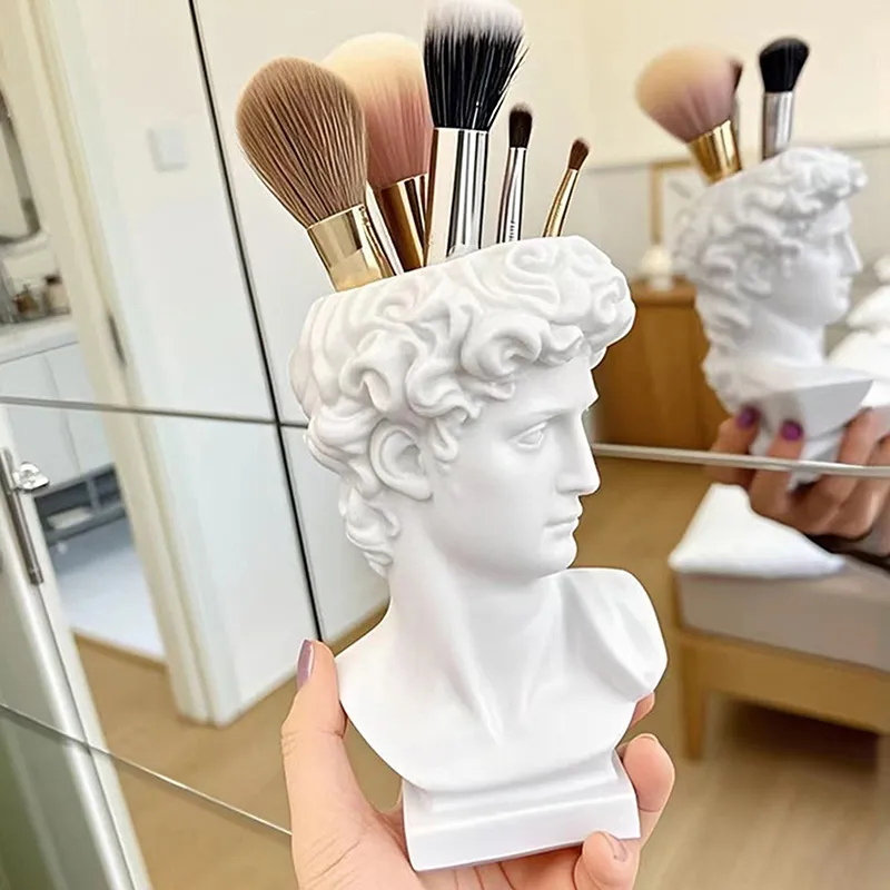 Creative Statue Of David Shape Brush Pot Desktop Ornaments Storage Box Household Makeup Brushes Organizer — image 4
