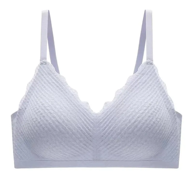 Sutiã feminino renda sem costura sem fio, seção fina, alça espaguete, costas, antiderrapante, lingerie reunida para peito pequeno