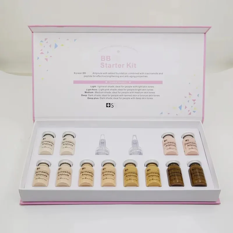Coreia 8ml bb creme ampola iniciante starter kit rosto fundação salmão dna soro hidratar branqueamento cosméticos