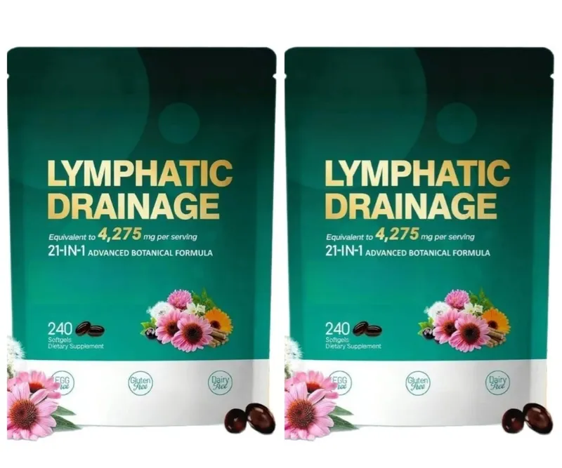 21 em 1 4275 mg Cápsulas de Drenagem Linfática Sistema de Suporte 240 Cápsulas Softgel com Mistura de Ervas e Dente de Leão Bardana e Cúrcuma — image 8